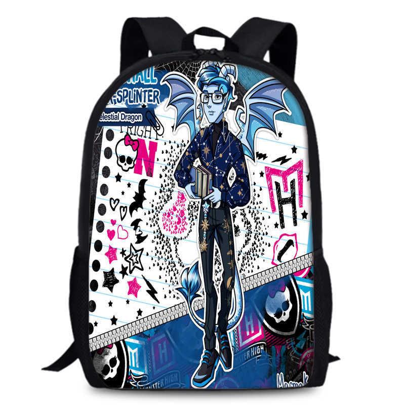 Monster High Unisex 15in Backpack Ergonomic Support Oxford Fabric Schoolbag