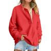Women's Color Half Zip Pullover Sweatshirt with Button Long Sleeve