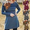 Damenmode Herbst Winter Langarm O-Ausschnitt Freizeitkleider