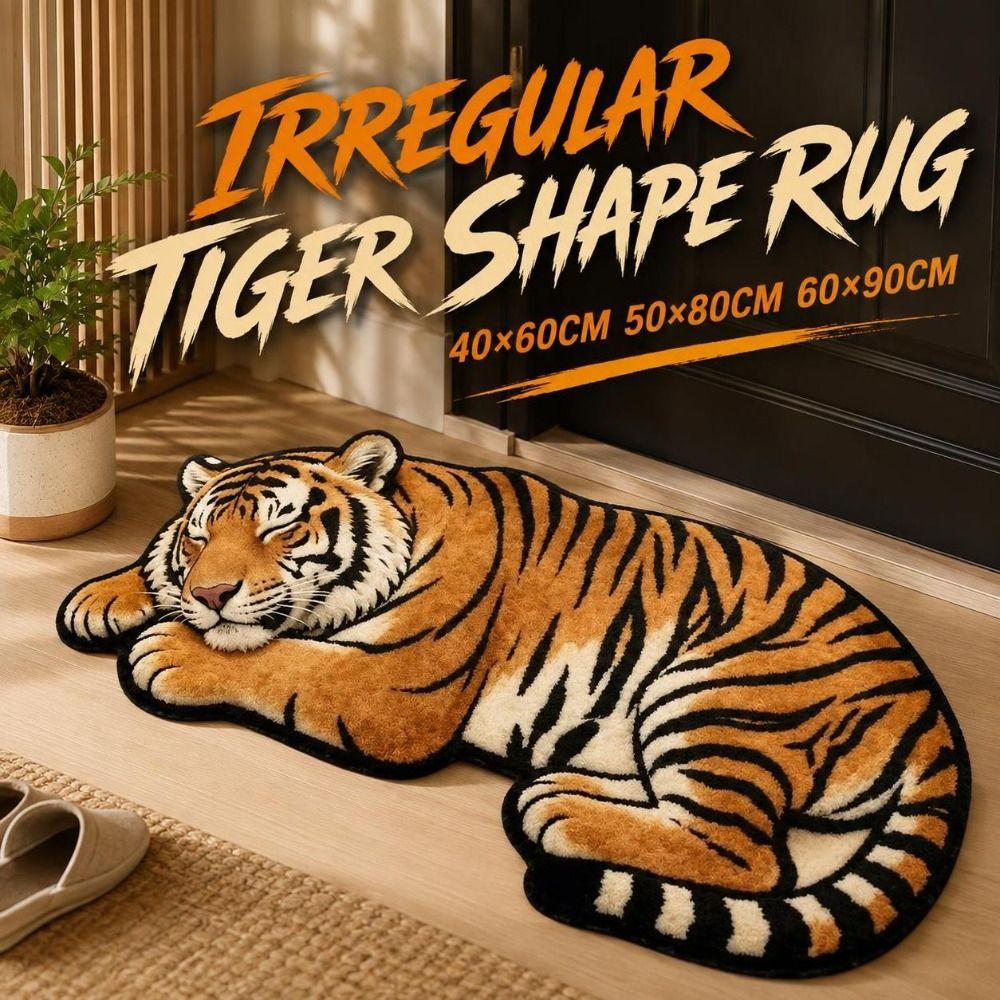 Diatomite Tiger Shape Rug Non-slip Irregular Bath Rug Tiger Floor Mat Home Entrance Decor