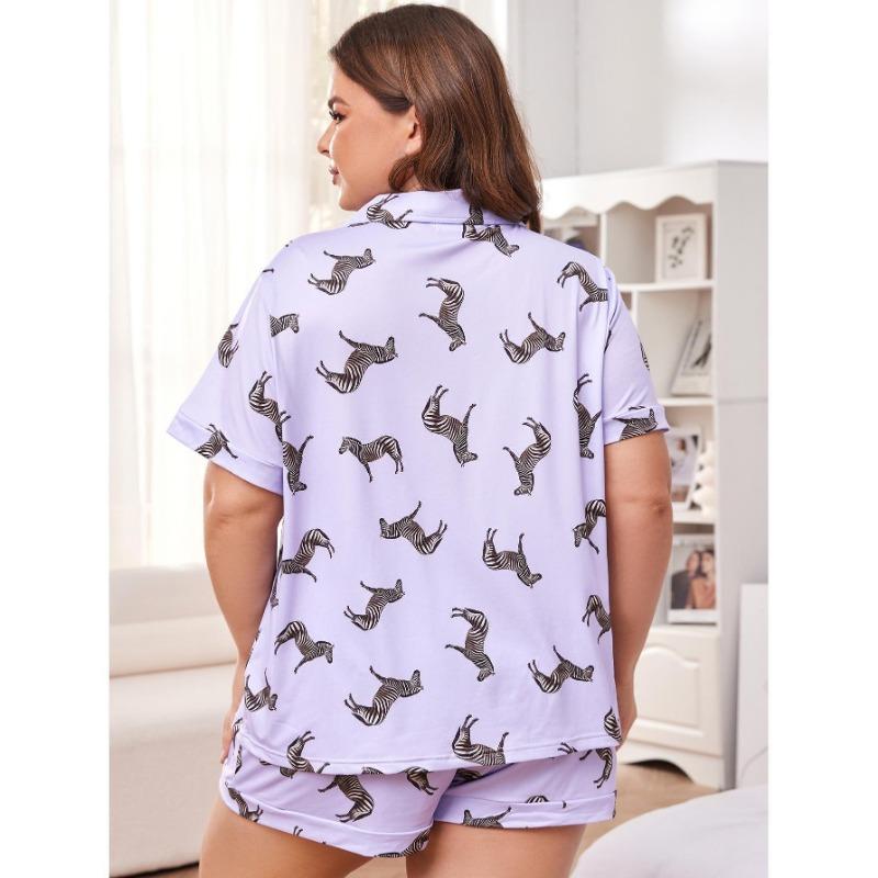 Women's Pajamas Plus Size Homewear Loose Casual Short Sleeve Shorts Suit