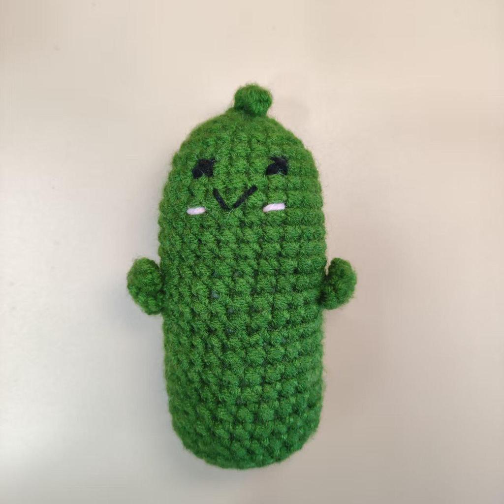 Handmade Crocheted Cucumber Doll Keychain: Emotional Support & Positive Energy Decor Gift