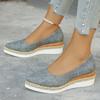 Women's Wedge Platform Shoes Comfortable Slip-On Loafers Shallow Mouth Single Shoes for Women Pointed Casual Shoes Zapatos Mujer