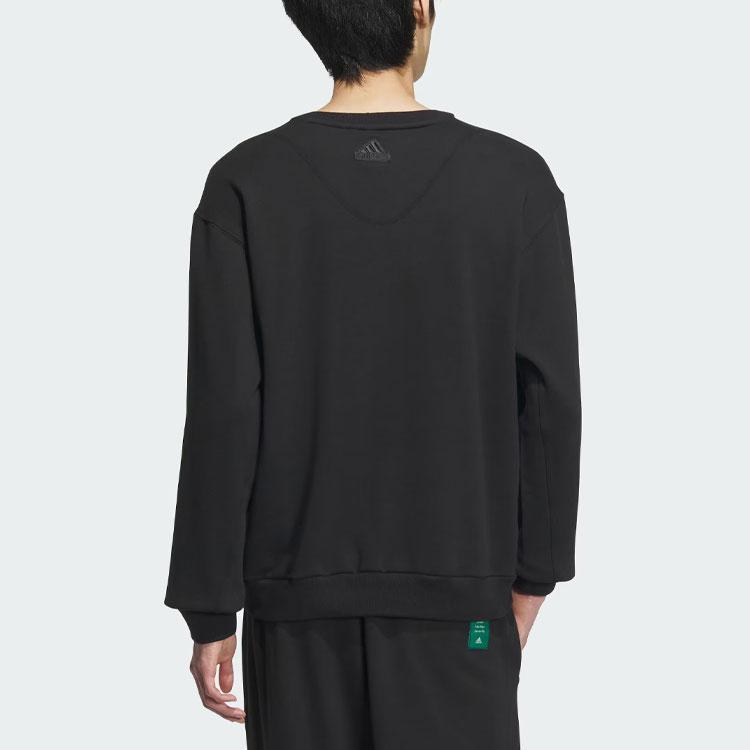Adidas Grafická mikina Volný střih Sportovní kulatý výstřih Pulovr Pánské topy Černá IT3974