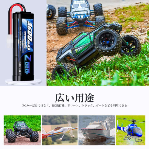 Zeee 7.2V 3600mAh NiMH Battery with TAMIYA Plug, 2-Pack, High-Capacity Nickel-Metal Hydride Battery for RC Cars, RC Boats, Racing Cars, and More