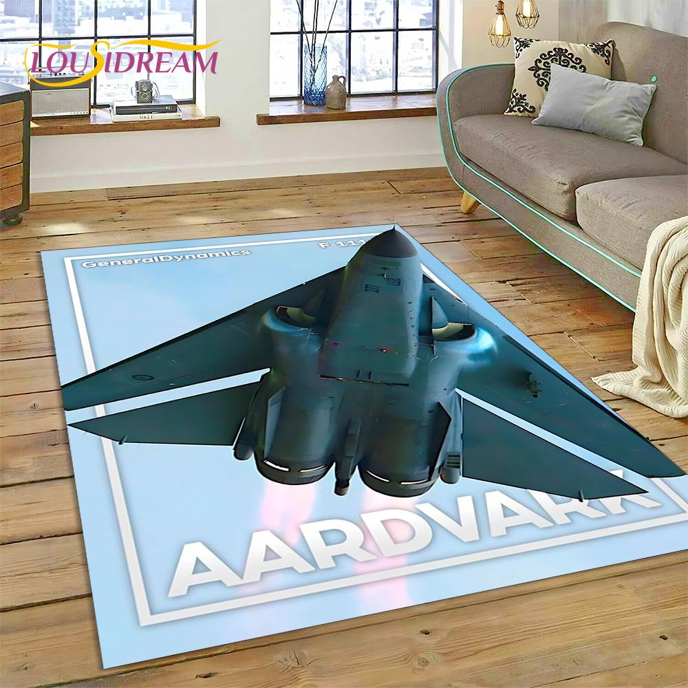 3D Flygvapnets Jaktplan Spitfire Flygplan Matta för Hem Vardagsrum Sovrum Soffa Dörrmatta Dekor, Barnområdesmatta Halkfri Matta