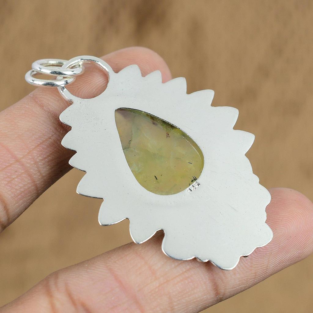 Natural Fluorite Gemstone Indian Jewelry 925 Sterling Silver Pendant For Girls