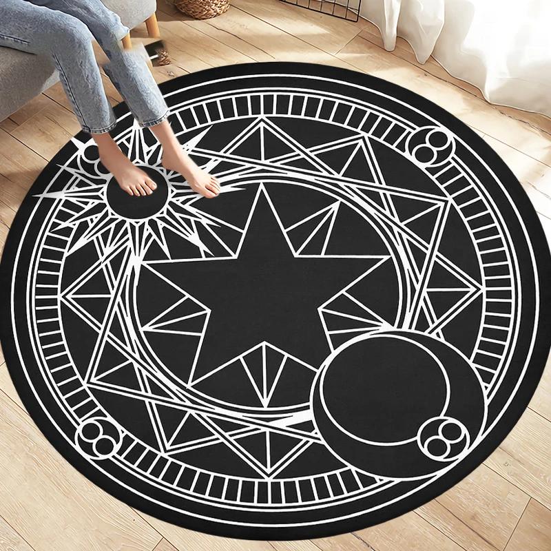 Fashion Magic Cartoon Puerto Round Rug Children's Room Magic Play Non-slip Washable Carpet for Children's Birthday Gift Carpet