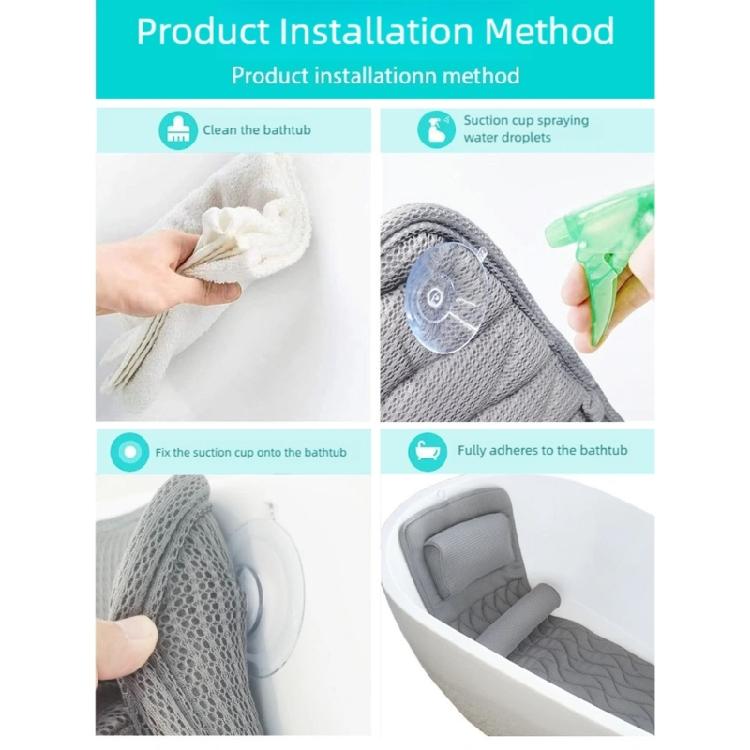 Thick Bath Cushion Adjustable Lumbar Support Breathable Bath Mat Nonslip Bathtubs Cushion with Suction Cups Enduring