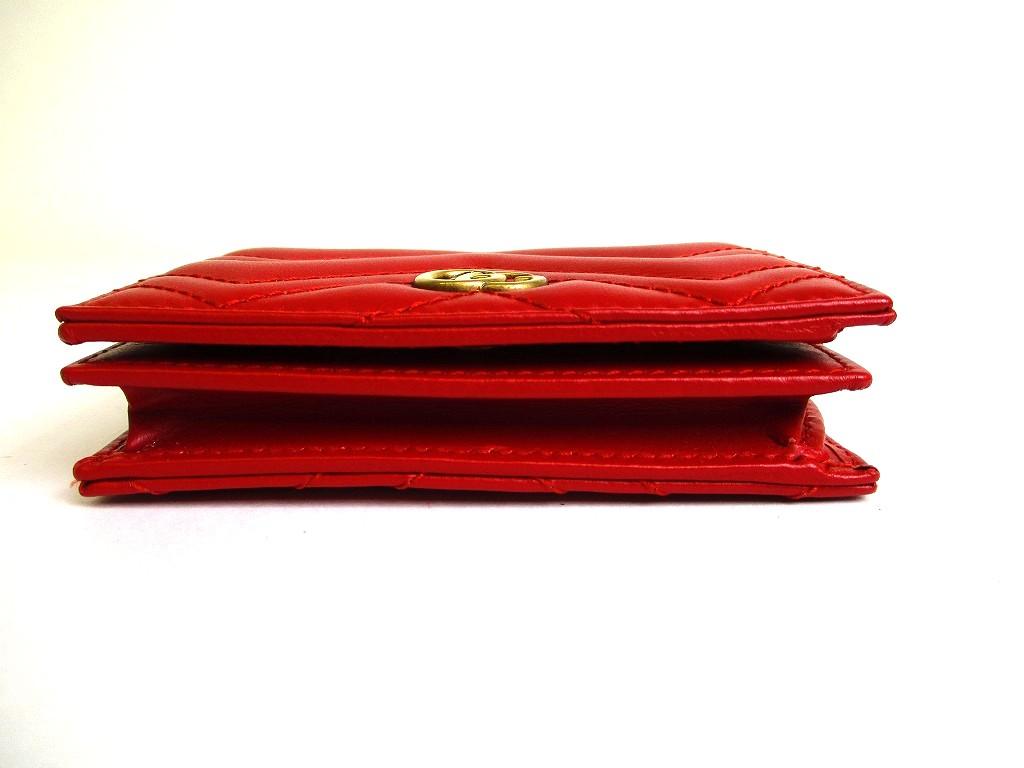 Authentic GUCCI GG Marmont Red Leather Bifold Wallet Compact Wallet #b272 Open box