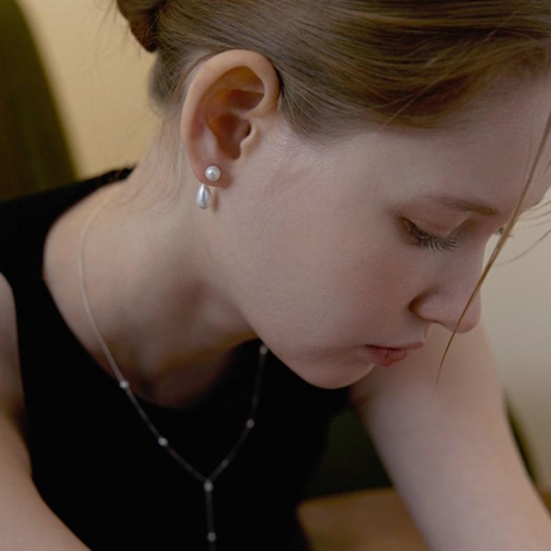 Lewe Teardrop pearl two-way earring