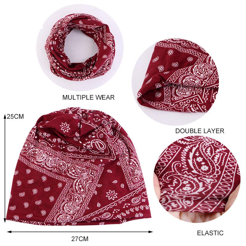 4pcs Unisex Classic Paisley Print Beanie Hip Hop Women's Loose Fit Lightweight Stretchy Skull Cap Breathable