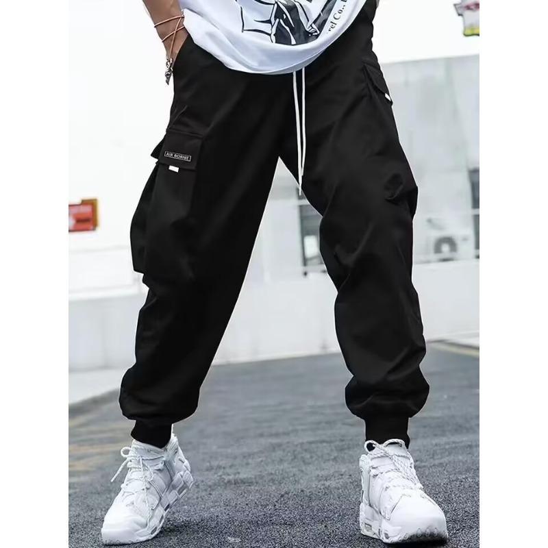 New Summer Retro Work Pants Men's Casual Trousers Loose Sports Straight Tying Pants