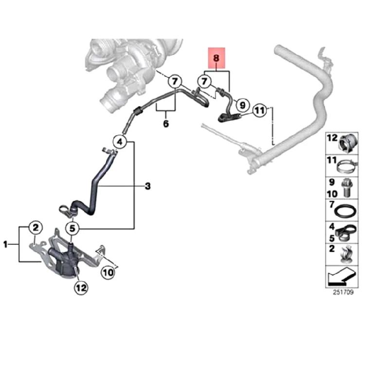 High Temperature Resistant Engine Turbocharger Hose Coolant Line Pipe for F21 F30 114i 116i 118i 120i 316i 11537600591