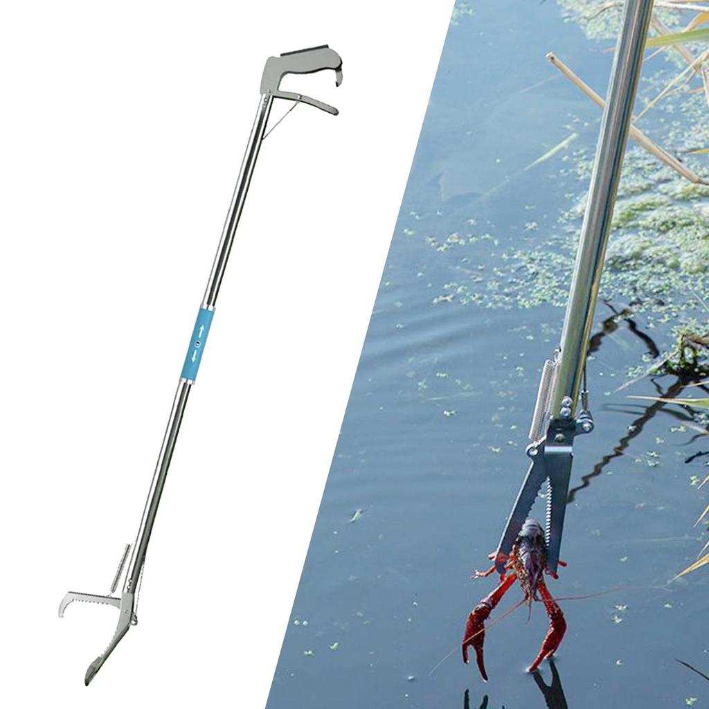Snake Grabber Tool Mudfish Catching Tool Outdoor Foldable Versatile Stainless Steel Snake Tongs Reptile Handling Tool Adjustable