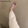 Fashion SUOJIALUN 2024 Autumn Round Toe Women Flat Shoes New Brand Shallow Slip On Ladies Casual Mary Jane Shoes Soft Dress Ballerinas