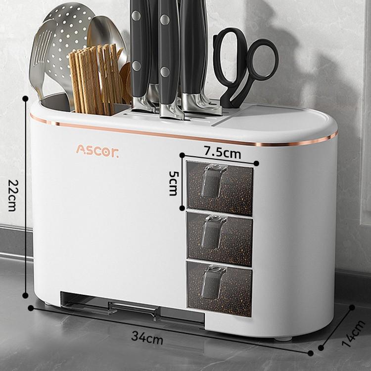 

All-in-One Kitchen Storage Rack Multifunctional Home Organizer for Spices Seasoning Boxes Chopsticks Knives Knife Stand