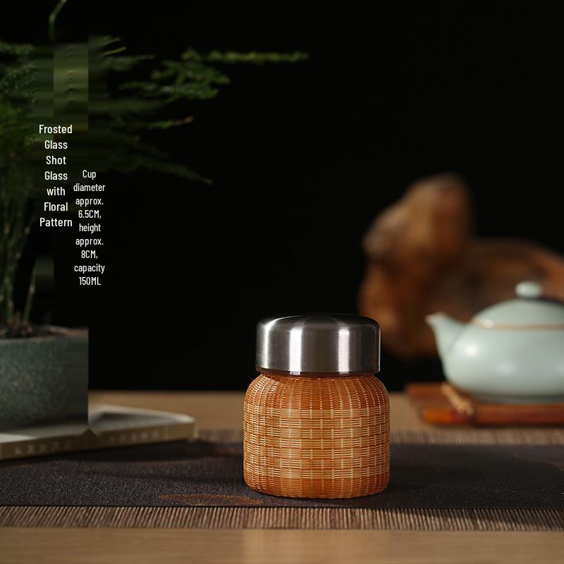 Handmade Bamboo Woven Tea Brewing Cup - Anti-Scald Glass Cup