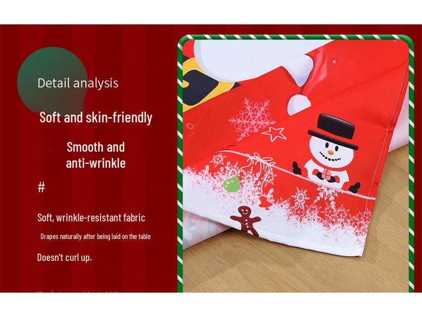 Festliches Weihnachts-Tischdecken- und elastisches Stuhlhussen-Set mit wasserabsorbierendem Stoff