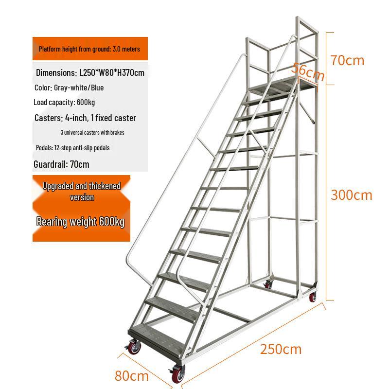 Anti-Slip Movable Climbing Ladder for Warehouse and Supermarket Storage