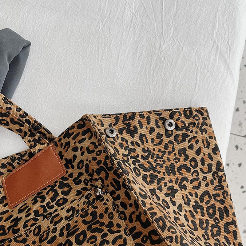 Yogodlns Genți de Umăr Canvas Vintage pentru Femei Leopard Capacitate Mare Design Casual Cumpărături Navetă Genți Tote