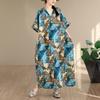 Short Sleeve Plus Size Cotton Vintage Floral New In Dresses for Women Casual Loose Maxi Long Summer Dress