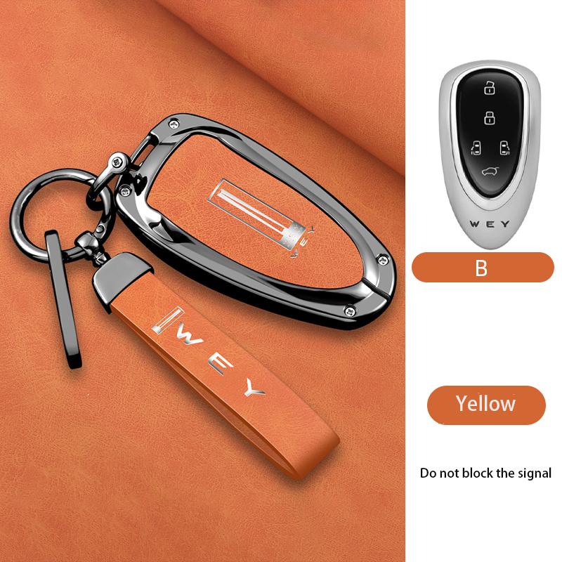 New Zinc Alloy Leather Car Remote Key Case Cover Shell For Great Wall Wey Lanshan Dht-Phev New Energy Auto Keychain Accessories