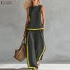 ZANZEA Women Sleeveless Vest Tops and Long Pants Casual Two Piece Suit Sets