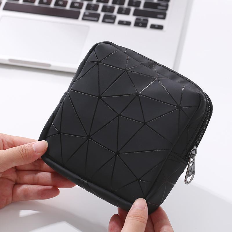 PU Multi-Purpose Diamond Pattern Sanitary Napkin Bag: Portable Menstrual Pad, Lipstick, & Coin Purse for Girls