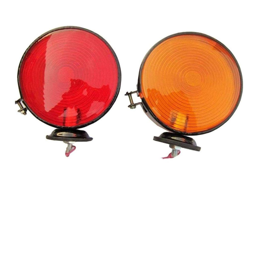 Tractor Tail Light Set | Red & Amber 12V Hazard Warning Lamp | Parking & Turn Signal Lights | Suitable for John Deere & Massey Ferguson | Set of 2