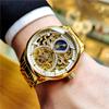 Royal Gold Skeleton Automatic Watch for Men Luxury Tourbillon Mechanical Watches Stainless Steel Strap Luminous Clock