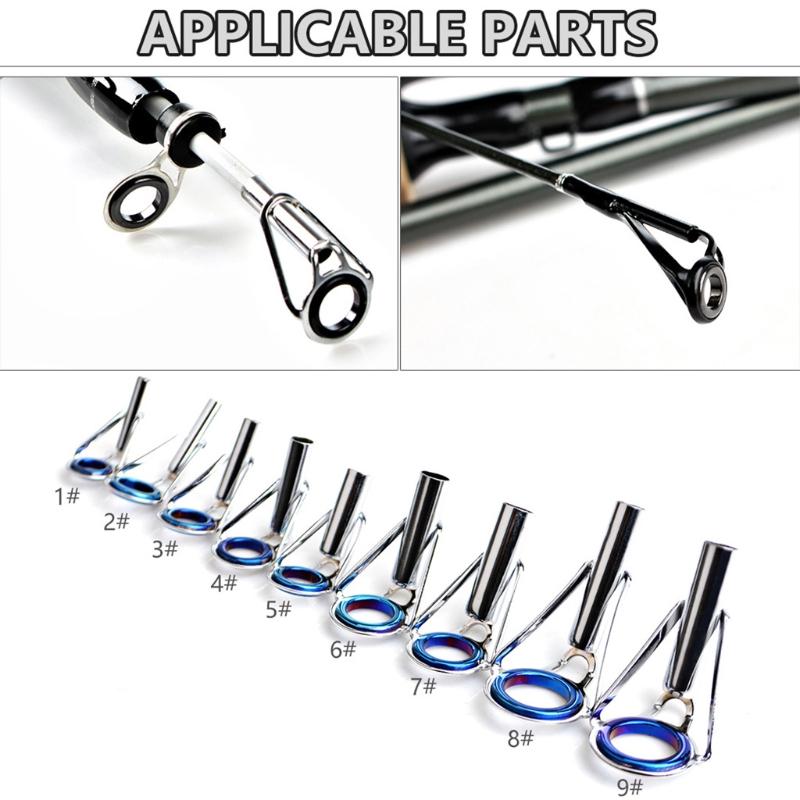 Spinning Bait Casting Fishing Rod Guides Integrated Stainless Steel Fishing Rod Eyes Ring Repair Kit 5Pcs