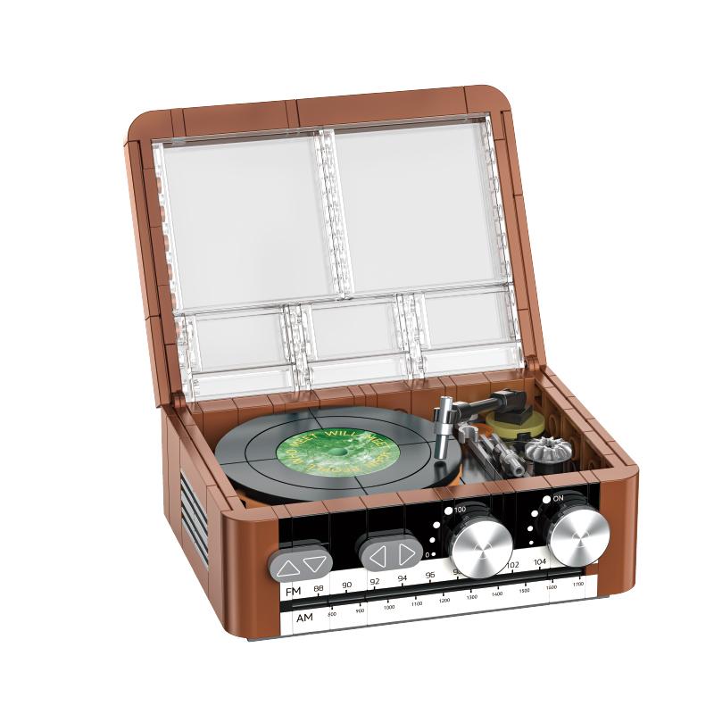 Jaki Retro Series Record Player/Game Machine Model Assembly Toy Ornament Moc High Brick Building Blocks Kids Birthday Gift