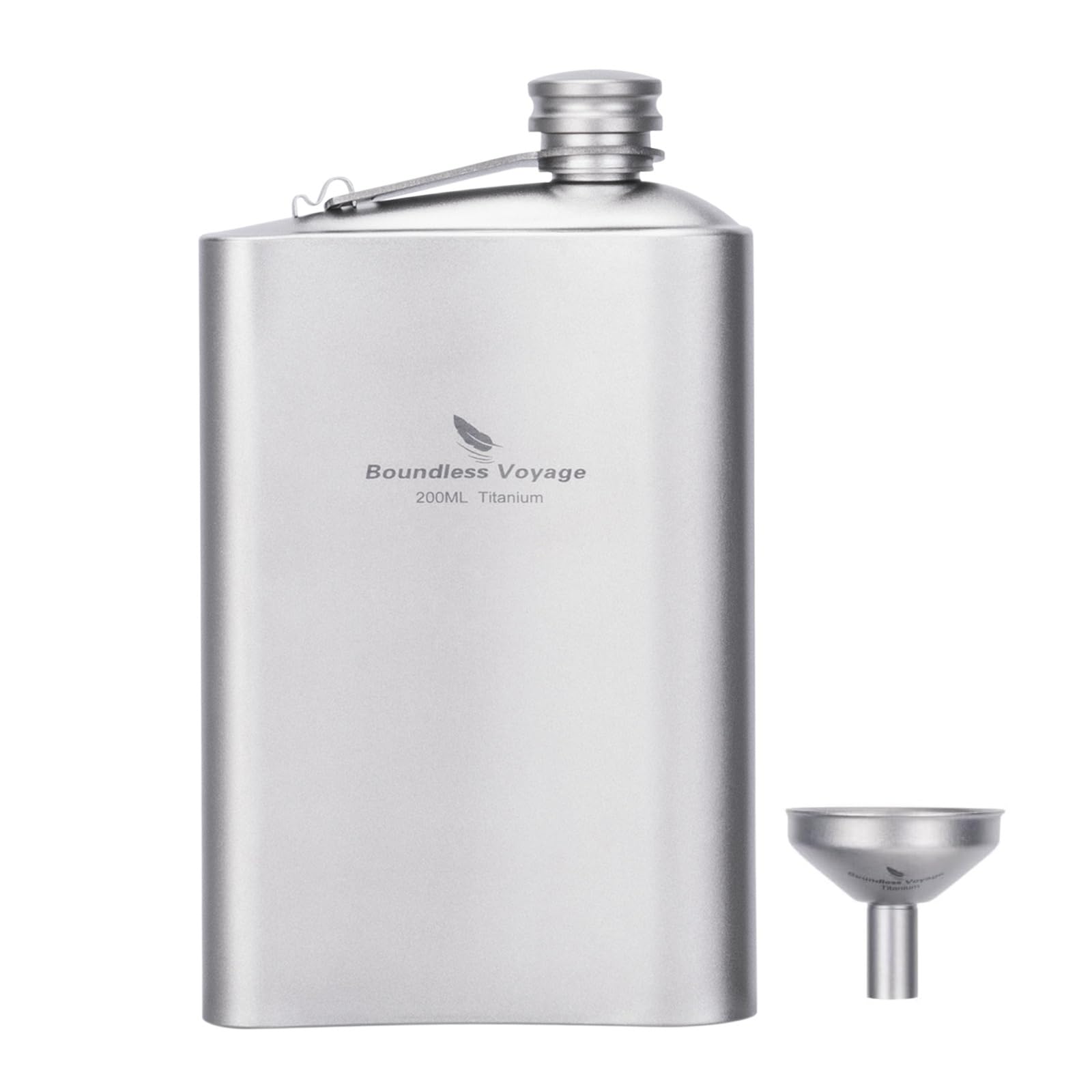 Безграничное Путешествие Титановая Фляжка для Виски Портативная для Алкоголя Воды Соло На Открытом Воздухе Кемпинг с Хранилищем Ti3261D Воронка, 200 мл, Легкая,