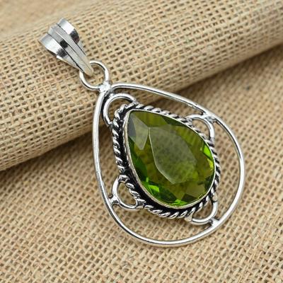 Peridot Gemstone 925 Sterling Silver Handmade Jewelry Excellent Pendant For Women Gift