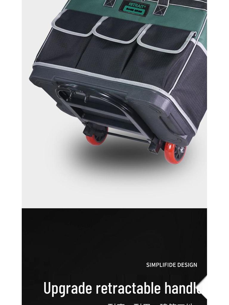 Telescopic Tool Bag: Durable, Wear-Resistant Canvas with Wheels, Large Capacity for Electricians