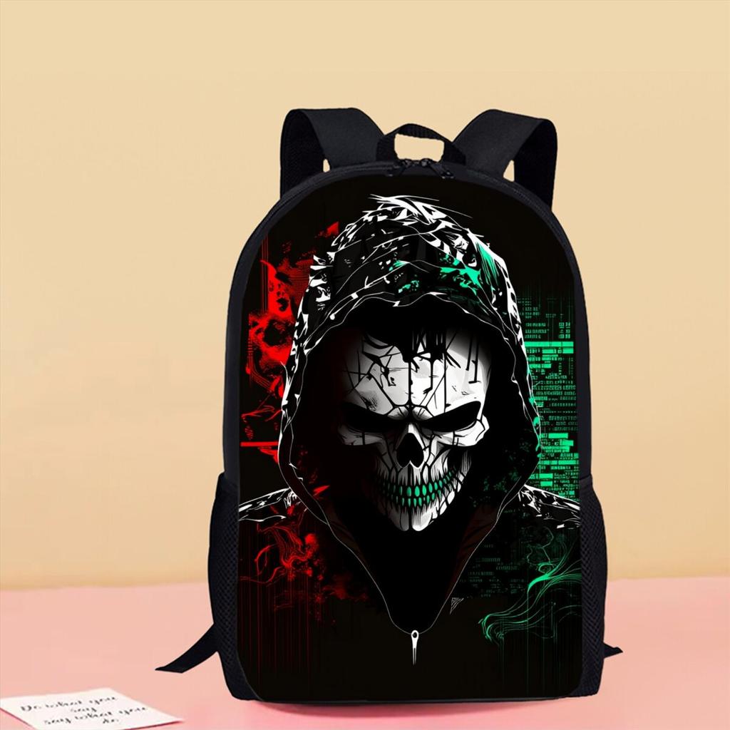 Skelett Joker Druck Einlagiger Rucksack für Jungen/Mädchen Beste Geschenke 2D Flache Cartoon Schultasche für Kinder Taschen