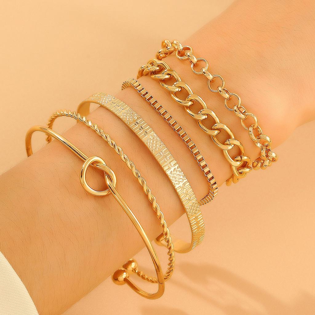 Vintage Mehrschichtiges Kettenarmband Set für Damen – Trendiger Europäischer Stil, Retro Minimalistischer Handschmuck, Grenzüberschreitende Heißverkauf Accessoires