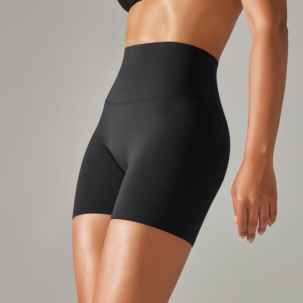 Europäische & Amerikanische Neue Nude Yoga Shorts – Damen Doppelseitig Gebürstet, Eng Elastisch, Dreipunkt, Pfirsich-Po Design.