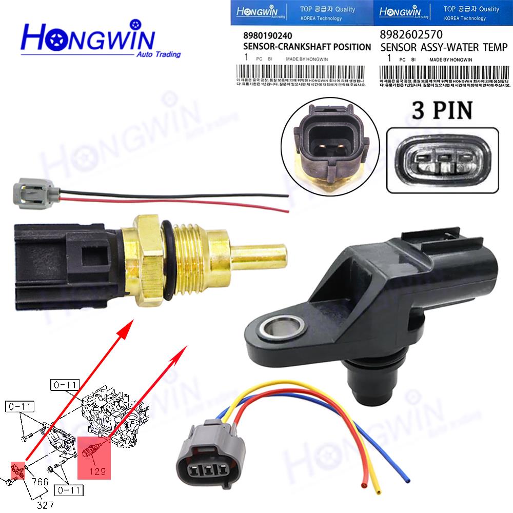 Camshaft Position Sensor & Temp Sensor & Wire For Isuzu RR NQR NPR 4HK1 5.2L 4JJ1 3.0L 33220-58J11 8982602570 8980190240