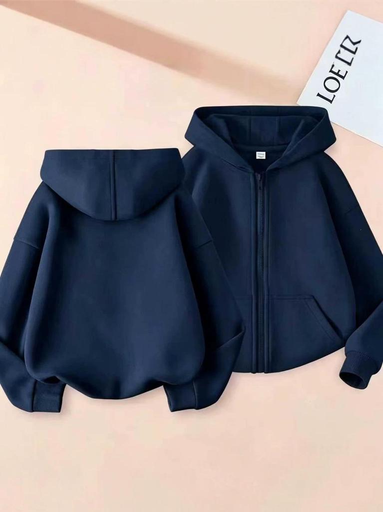 Unisex Kinder Vest met Capuchon: Modieuze Effen Kleur Ritsjack voor Lente/Herfst