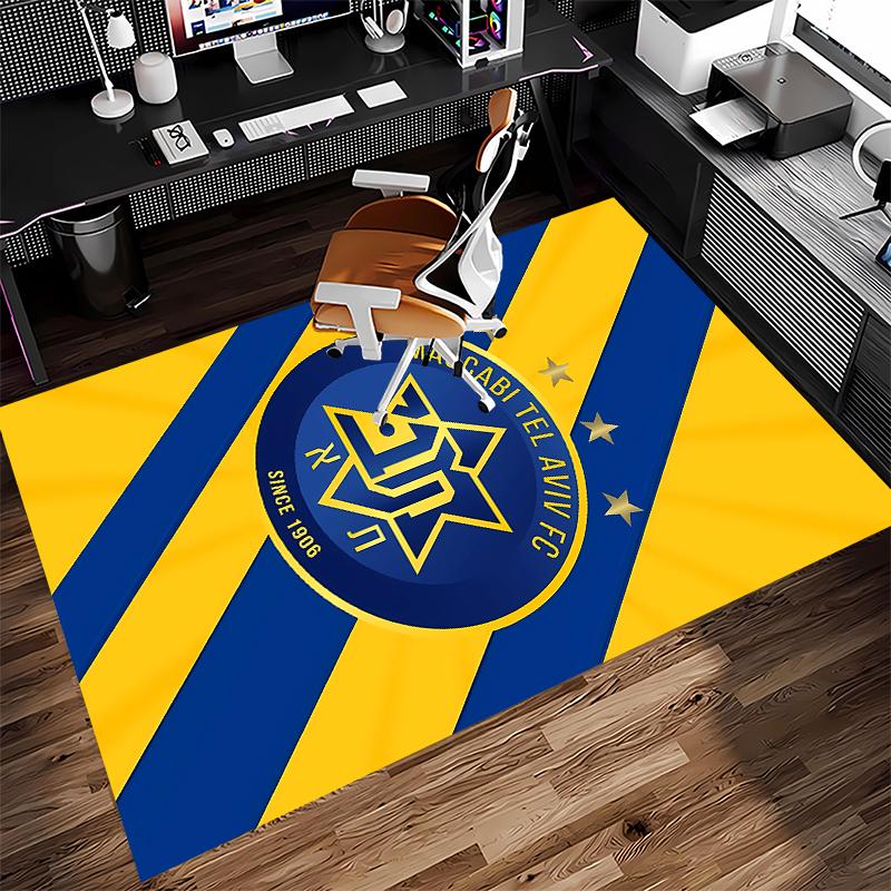 1pc Football club logo Print Area Rug - Soft,Washable Non-Slip Indoor Mat for Office Chairs,Living Room,Home Office Decorative Rug