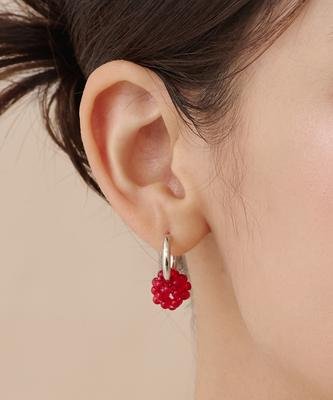Has Hu006 Red Beads Ball Earrings