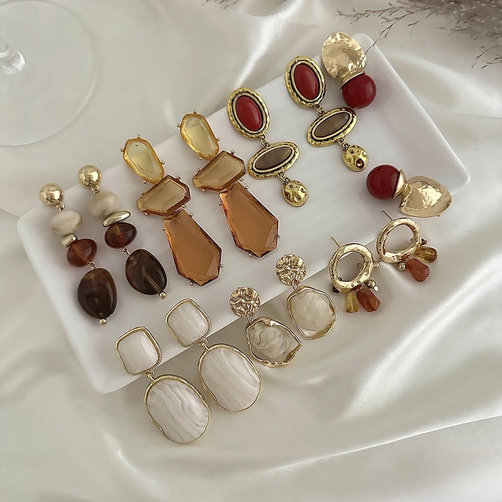 Salircon Set da 7 Pezzi Nuovi Orecchini a Goccia Geometrici in Resina Vintage Gioielli per Orecchie Femminili Regalo per Feste Banchetti