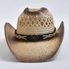 Natural Straw Western Cowboy Hat for Women Men Summer Curling Brim Beach Sun Hats Shapeable Straw Hat