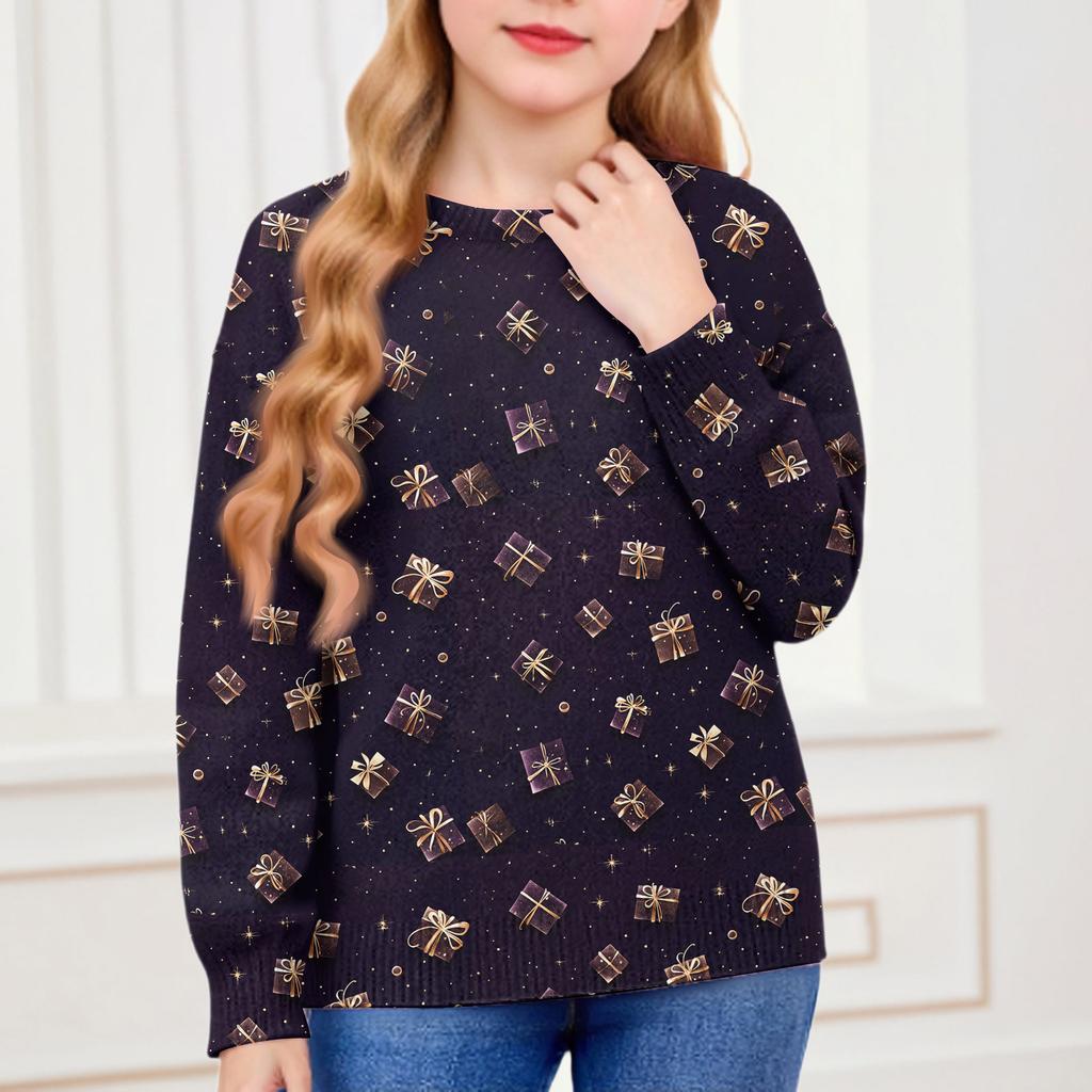 Christmas Day Sweatshirts For Children Boys And Girls Knit Sweater Cute Shirt Fall Crewneck Pullover Tops