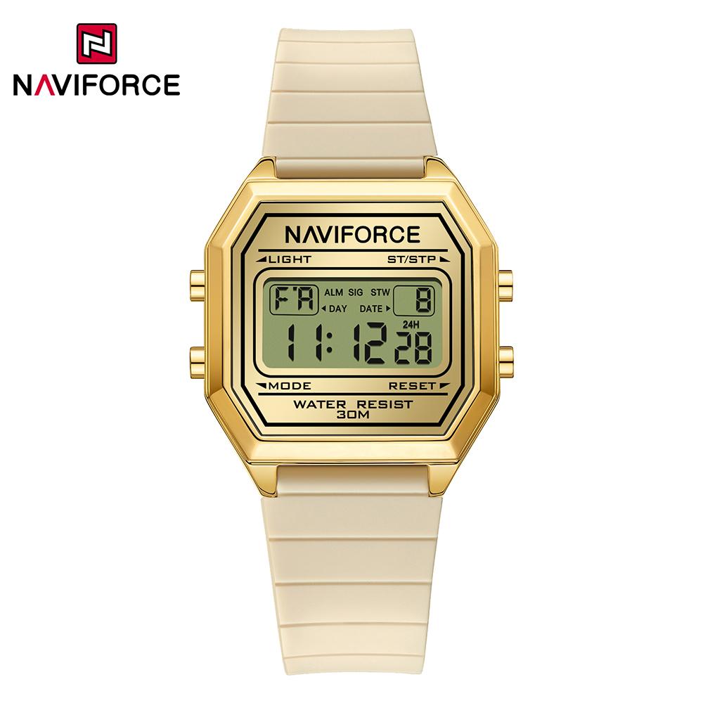 NAVIFORCE Lightweight Digital Watch for Lady Women Silicone Strap Night Pattern Alarm Calendar Chronograph Waterproof Ladies Casual Watch NF5063T