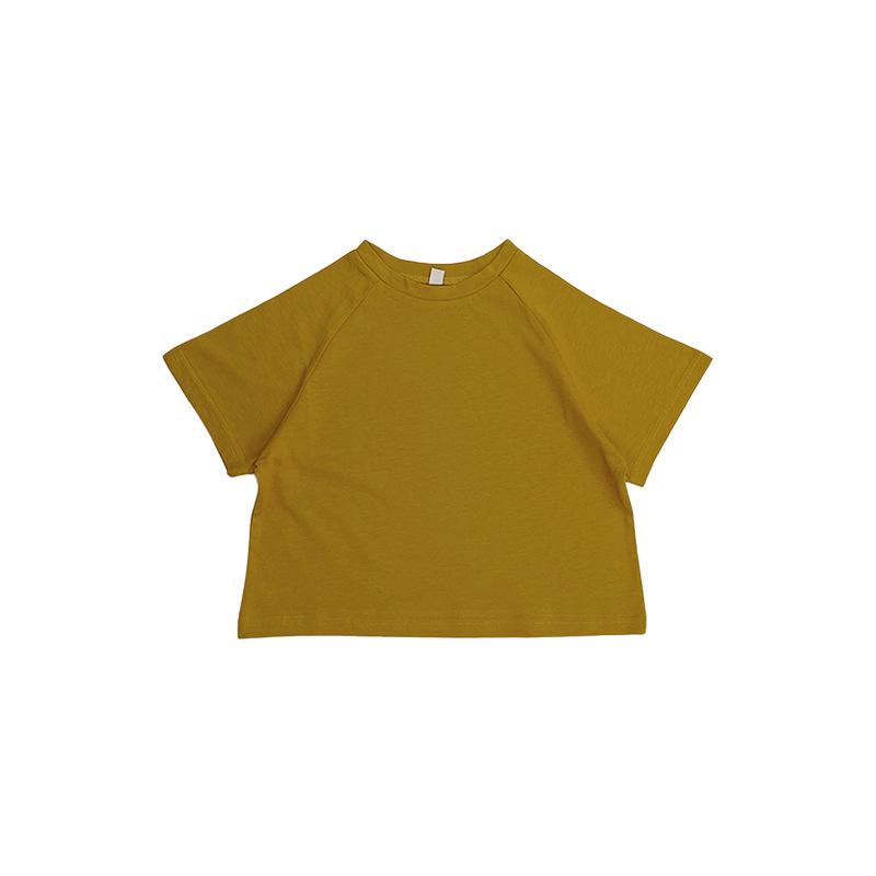 Korean Style Kids Pure Cotton Knit Short Sleeve T-Shirt - Trendy Round Neck for Boys & Girls, Small & Medium