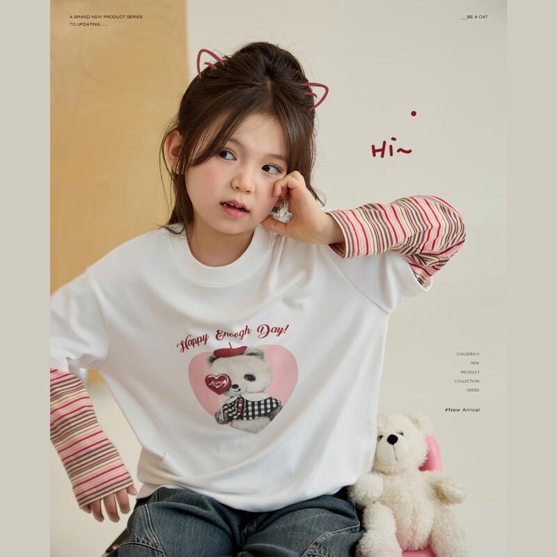 Kids  Color-Block Cartoon Print T-Shirt L