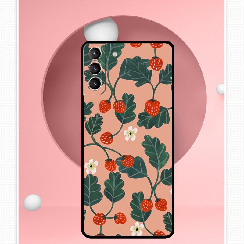 Cute Strawberry Case For Samsung Galaxy S24 Ultra S22 Plus S20 S21 FE S8 S9 S10 Note 10 20 S23 Ultra Cover